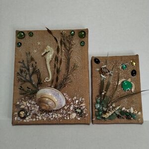 & Other Stories Coastal Mixed Media Art in Brown and Green
